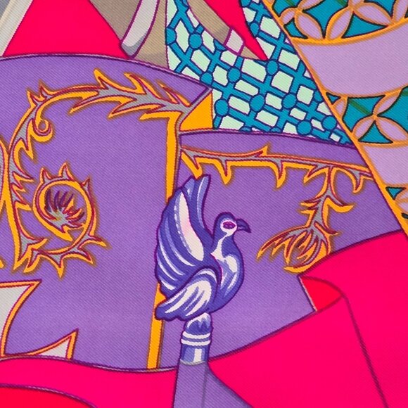 HERMES PARIS Carre 90 Etendards et Bonnieres Scarf 1984 Created By Annie Faivre - Picture 11 of 12